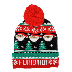 Bonnet tricot Noël lumineux