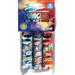 3 fumigènes bleu/blanc/rouge